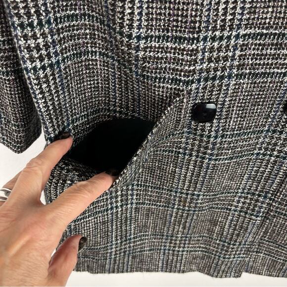Vintage Lilli Ann Coat Blazer Union Label Black White Plaid Tweed Preppy Boho - Picture 7 of 11